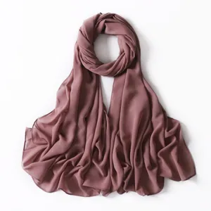 Scialle hijab lungo in chiffon con dettagli dorati scintillanti da donna, tinta unita.