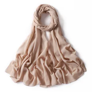Elegante foulard hijab lungo in chiffon glitter per donna, scialle drappeggiato tinta unita.