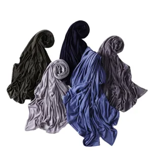 Απαλό αναπνεύσιμο γυναικείο μονόχρωμο modal jersey hijab μακρύ μαντήλι κεφαλής μόδας