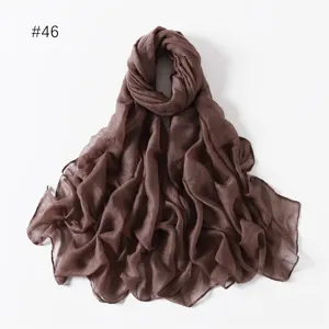 Simple solid color polyester voile long scarf lightweight travel shawl for daily wear