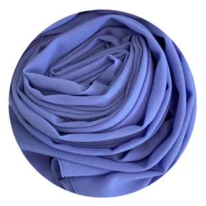 Solid color pearl chiffon hijab, soft long scarf for women, elegant purple head wrap.