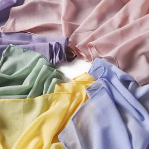 Donne Tinta Unita Glitter Chiffon Sciarpa Lunga Leggera Protezione Solare Scialle E Foulard Moda
