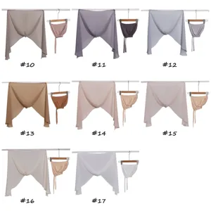 Solid color pearl chiffon hijab two-piece set with matching tie underscarf color variant detail display.