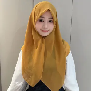 Foulard carré hijab châle en mousseline couleur unie pour femmes mode printemps élégant.