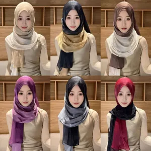 Women Gradient Shiny Polyester Scarf Long Shawl Headwrap Silk-Like Smooth Gradient Color Fashion Accessories