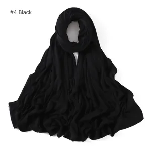 Solid color modal jersey hijab scarf for women, soft comfortable stretch long head wrap.