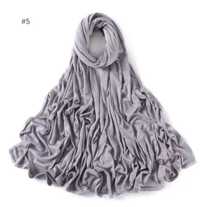 Solid color modal jersey hijab long scarf, soft and comfortable everyday head wrap.