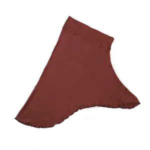 Solid color modal slip-on hijab under-scarf cap with ruffled edge comfortable head cover.