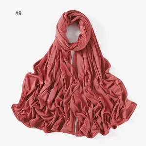 Solid color modal jersey hijab scarf, soft stretch fabric head wrap for women daily wear.