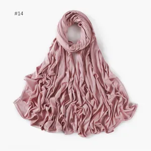 Solid color jersey modal hijab long scarf, soft skin-friendly fabric, daily wear detail view.