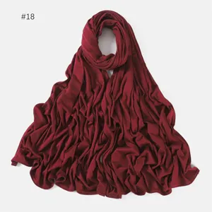 Solid color modal jersey long scarf hijab for women daily wear lightweight breathable maroon