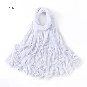 Solid white modal long hijab scarf for women comfortable breathable daily head wear