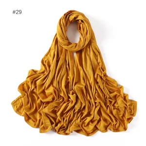 Solid color modal long hijab scarf, soft skin-friendly mercerized cotton head wrap for women.