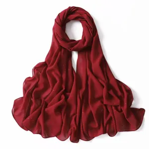Sciarpa lunga in chiffon rosso scintillante scialle dorato hijab moda accessorio dettaglio
