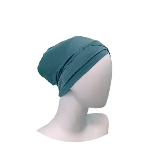 Modal cross inner hijab cap for women, solid color stretch headscarf undercap detail.
