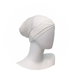 Solid color modal cross inner hijab cap, breathable stretchy under scarf detail view.