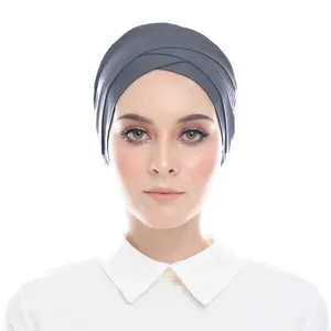 Women Modal Cross Hijab Cap Solid Color Muslim Under Scarf Plain Weave Breathable Head Cover Turbans Daily Accessories