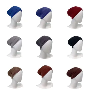 Women solid color modal cross inner hijab cap Muslim under scarf turbans breathable multi-color set