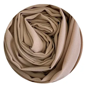 Solid color pearl chiffon long hijab scarf, soft draped fabric detail view, elegant and breathable.