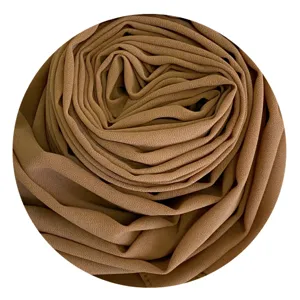 Chiffon hijab solid color long scarf fabric detail, premium breathable material close-up view.