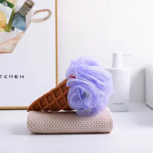 Weicher Eiswaffel Badeschwamm, großer lila Netz Duschschwamm für die tägliche Körperpflege.