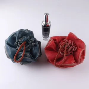 Rose shaped mesh shower puff soft bath sponge body scrubber with hanging cord for daily use