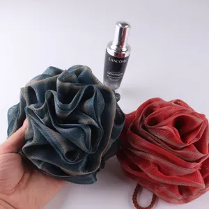 Rose bath sponge soft mesh shower puff cute body scrubber for women and girls daily cleaning 1pcs