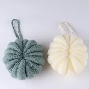 Doux éponge de douche en forme de citrouille fleur de bain filet pour mousse riche corps.