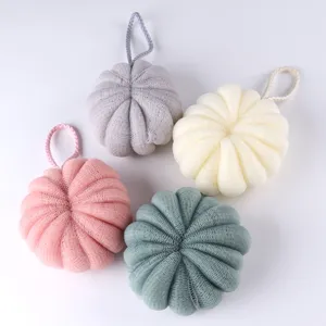 Éponge de Bain Forme de Citrouille Pouf en Filet Doux Salle de Bain Boule Luffa en PE pour Nettoyage Corporel Bouffée de Douche