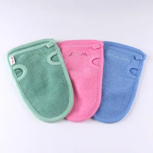 Exfoliating bath mitt set gentle plant fiber shower gloves for body spa cleaning 3 pack