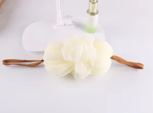 Gran esponja de ducha de calabaza con malla suave y correas para el baño diario corporal.