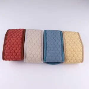 Thickened double-sided bath scrubber strap with honeycomb texture for gentle body cleaning.