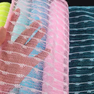 Exfoliating mesh bath towel long body scrubber for shower cleaning soft nylon scrubber.