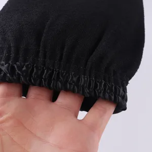 Black single layer bath glove exfoliating mitt body scrubber with elastic wrist band