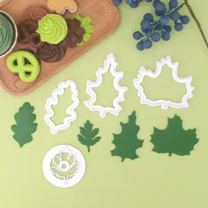 Set 4 pezzi taglia biscotti a foglia stampo DIY torta fondente strumenti cottura