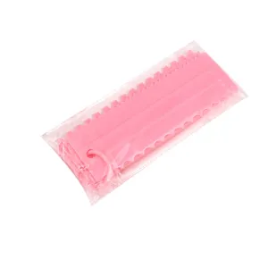 Juego de 4 raspadores de tartas rosas de plástico, vista detallada peine decorativo.