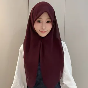 Foulard hijab en mousseline unie pour femmes, grand carré élégant accessoire de mode.