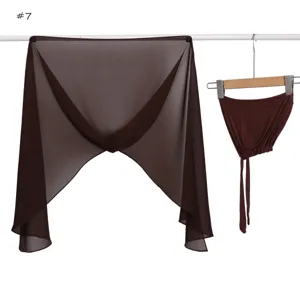 Solid color pearl chiffon headscarf and matching tie inner cap two-piece set in dark brown.