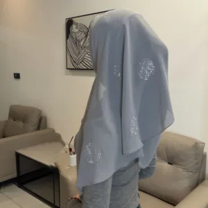 Grijs strass chiffon hijab effen kleur fonkelend kristal linnen hoofddeken dames sjaal