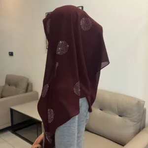 Vrouwen strass cirkel hoofddoek effen kleur chiffon kristal linnen moslim hijab