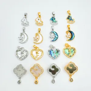 Luxe Léger Cuivre Plaqué Or Nacre Pendentif Collier Accessoires Trèfle Cœur Lune Cheval Bijoux