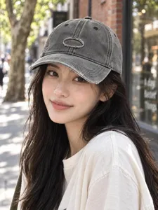 Gorra de béisbol clásica lavada y desgastada para mujer, gorro con visera curva de estilo urbano.