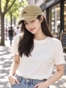 Berretto da baseball stile coreano slavato e strappato con ricamo chic, visiera cachi.