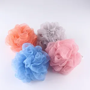 Colorful mesh shower sponges soft exfoliating bath balls for daily body cleaning use 4 pack