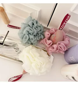 Ice cream shaped bath sponge soft mesh shower puff exfoliating body scrubber 3-pack