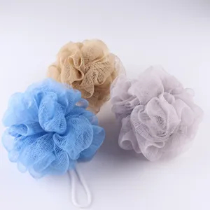 Soft mesh shower sponge bath puff set, exfoliating body scrubber with hanging loop, multi-color.