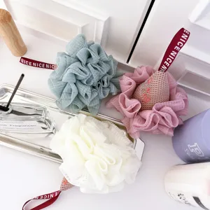 Creative ice cream mesh bath sponge soft shower ball exfoliating body scrubber pink blue