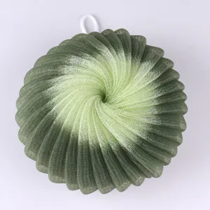 Two-tone gradient shower puff bath sponge mesh loofah for daily body cleaning and rich lather.