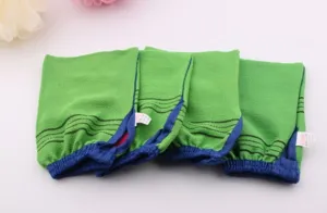 Korean exfoliating bath mitt double-sided bamboo fiber scrub glove for body cleaning shower 4pcs