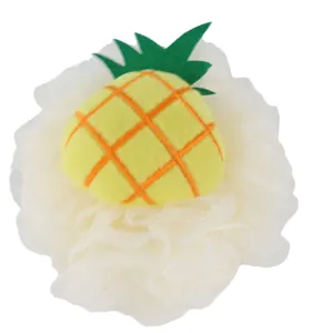 Schattige ananas net badspons, ultra-zachte douchepuff loofah voor dagelijkse reiniging.